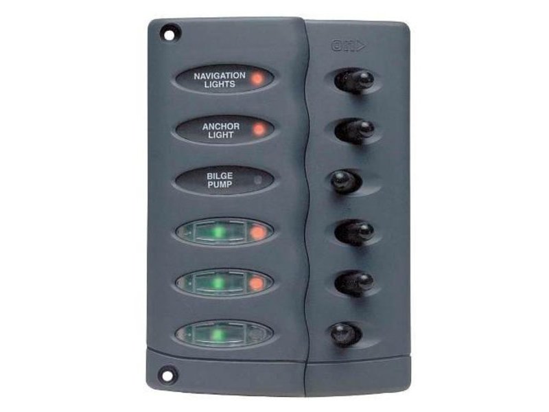 CSP6-PTC - Quadro c/ 6 Interruptores à Prova de Salpicos,  6 Fusíveis e Proteção de Sobrecarga