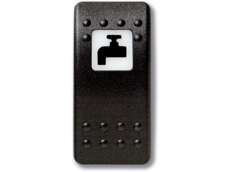 Botão estanque com legenda (pictograma) - torneira de água.