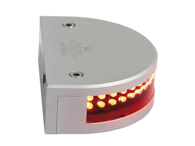 Luz de navegação LED para montagem Vertical 2*180° - Vermelho. Para embarcações até 50m.