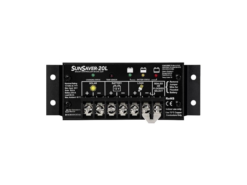 SunSaver 20 – Controlador de Carga MorningStar de 12V, 20 A, 330Wp 