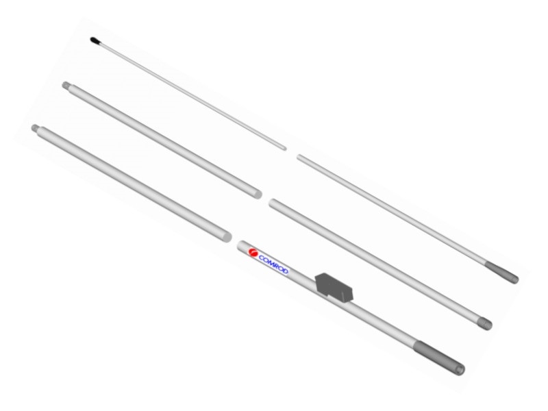 AT73TS24-3 Antena Marítima MF/HF SSB 1kW com 7m em fibra de vidro - 3 secções 