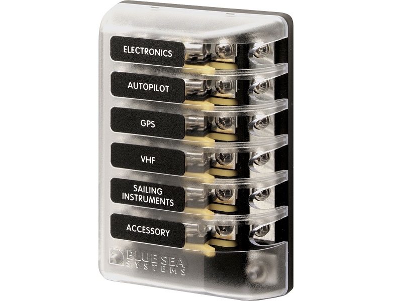 5015 - ST Glass 6 Circuit Fuse Block with Negative Bus and Cover