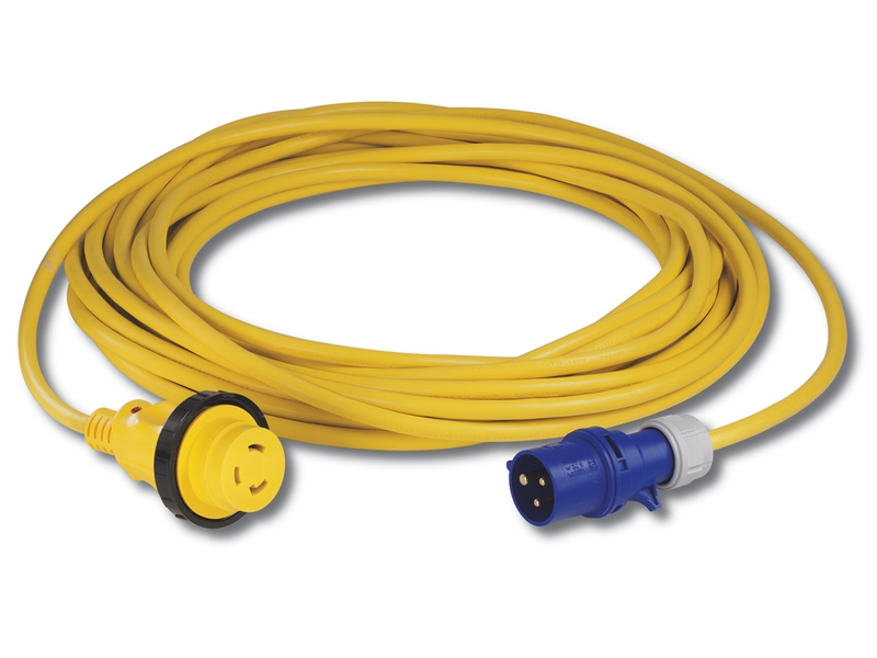 10MSPPXP - Kit cabo amarelo (10 metros) c/ficha fêmea 2 pólos + terra c/luz LED indicadora de energia e ficha CE