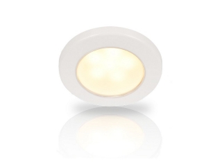Warm White EuroLED 75 LED – 12V White LED Down Lights w/ White Plastic Rim, Screw mount  