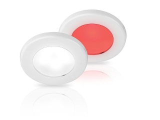 White/Red EuroLED 75 Dual Colour LED Down Lights w/ White Plastic Rim, Screw mount
