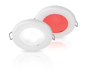 White/Red EuroLED 75 Dual Colour LED Down Lights w/ White Plastic Rim, Spring clip
