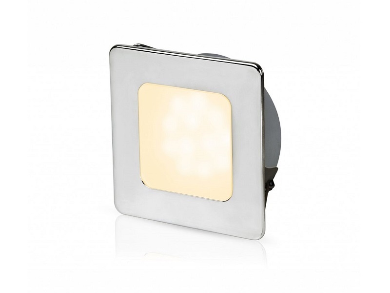 Warm White EuroLED 95 Gen 2 LED – Luz LED branca quente, de Interior e Exterior c/ aro quadrado em aço inox| fixação c/ clip de mola, 12V 