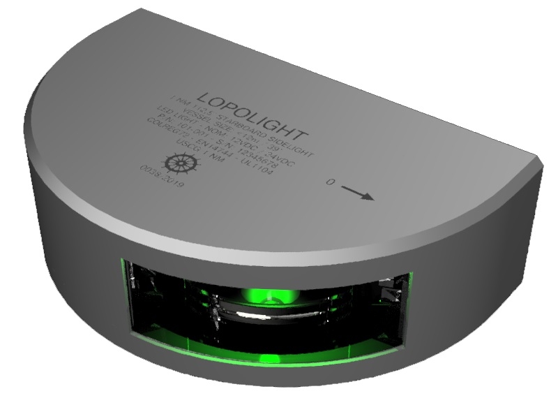 Luz LED Lateral de Navegação de Estibordo com 6m de cabo