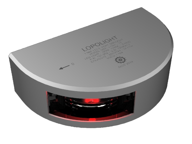 112,5° Port Sidelight, Navigation LED Light Visible at 1 nm w/ 6m Cable