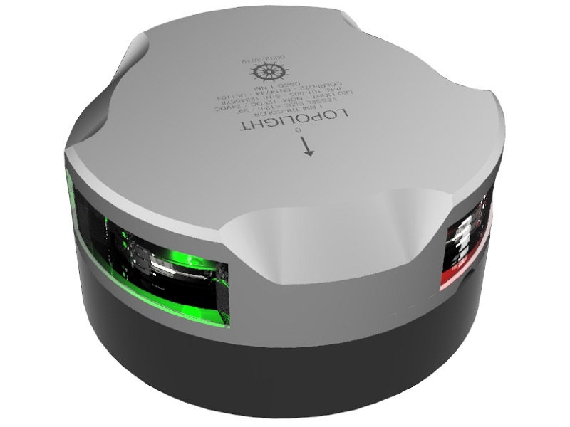 112,5°+ 112,5°+135° tri-color Navigation LED light, Visible at 1 nm w/ 0.7m Cable (horizontal mount)