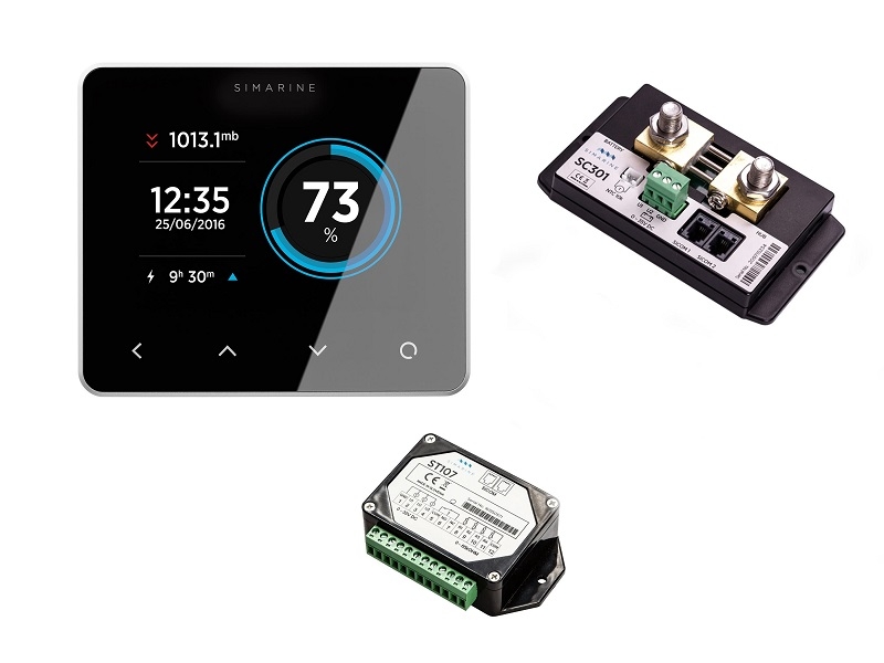 PICO Standard Package – Monitor de Baterias PICO c/ Wi-Fi, Shunt SC303 de 300 A e Módulo de Tanque ST107. Versão prateada de montagem standalone
