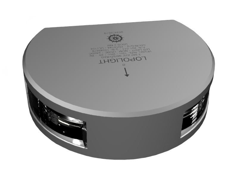 225° Masthead white light, vertically mounted, w/ 0.7m cable, visible at 3 nm for vessels 12-20m