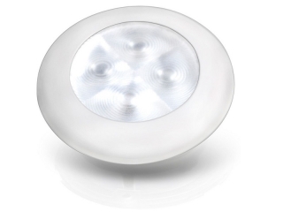 Slim Line White 24V LED Courtesy Lamp w/ white plastic round frame