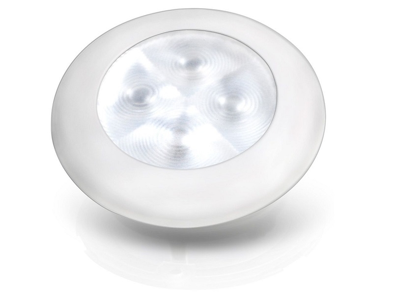 Slim Line White 24V LED Courtesy Lamp w/ white plastic round frame