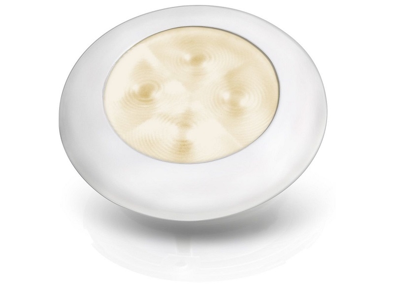 Slim Line Warm White 12V LED Courtesy Lamp w/ round white plastic frame