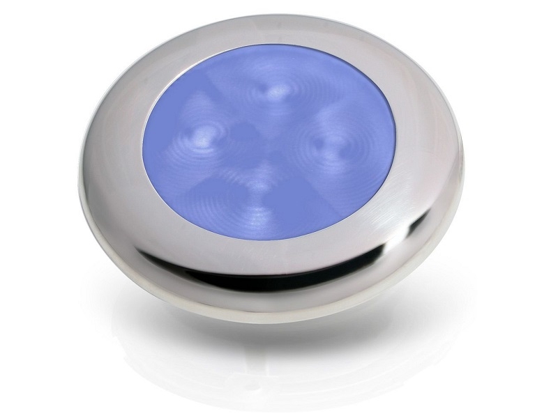 Slim Line Blue 12V LED Courtesy Lamp w/ Stainless Steel round frame
