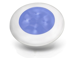 Slim Line Blue 12V LED Courtesy Lamp w/ round white plastic frame