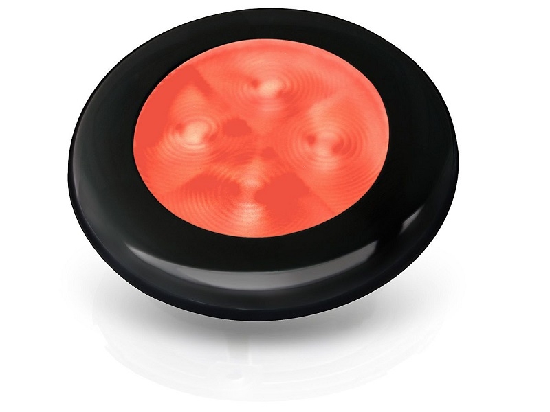 Slim Line Red 12V LED Courtesy Lamp w/ round black frame