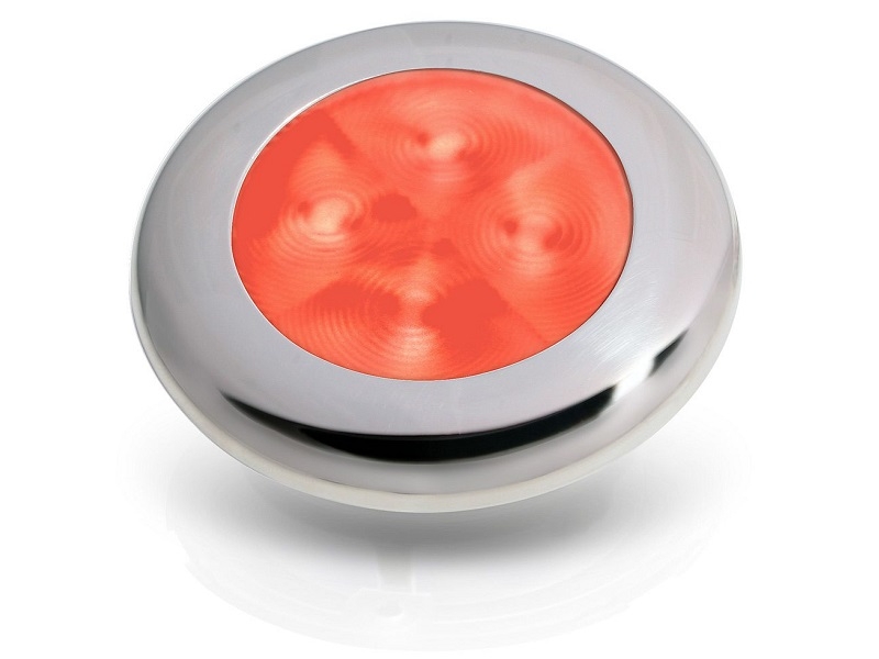 Slim Line Red 24V LED Courtesy Lamp w/ Stainless Steel round frame