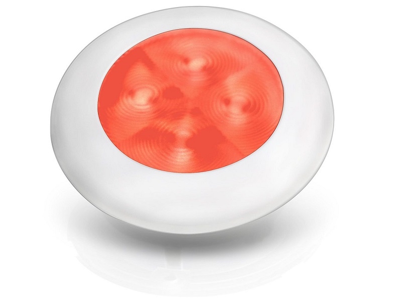 Slim Line Red 24V LED Courtesy Lamp w/ white plastic round frame