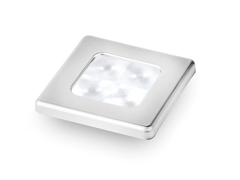 Slim Line White 12V LED Courtesy Lamp w/ Stainless Steel square frame 
