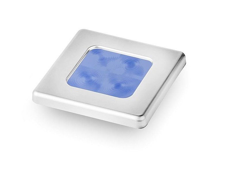 Slim Line Blue 12V LED Courtesy Lamp w/ Stainless Steel square frame 