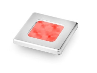 Slim Line Red 12V LED Courtesy Lamp w/ Stainless Steel square frame 