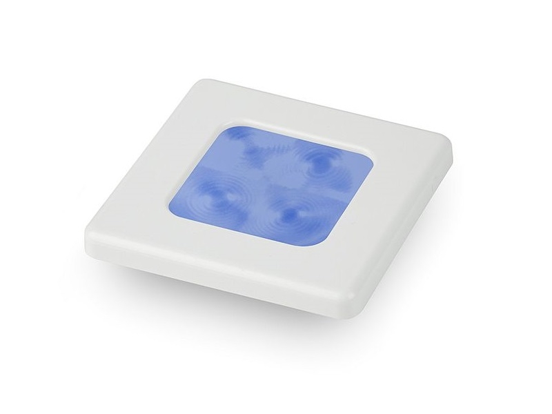 Slim Line Blue 12V LED Courtesy Lamp w/ white plastic square frame 