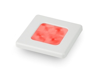 Slim Line Red 12V LED Courtesy Lamp w/ white plastic square frame 