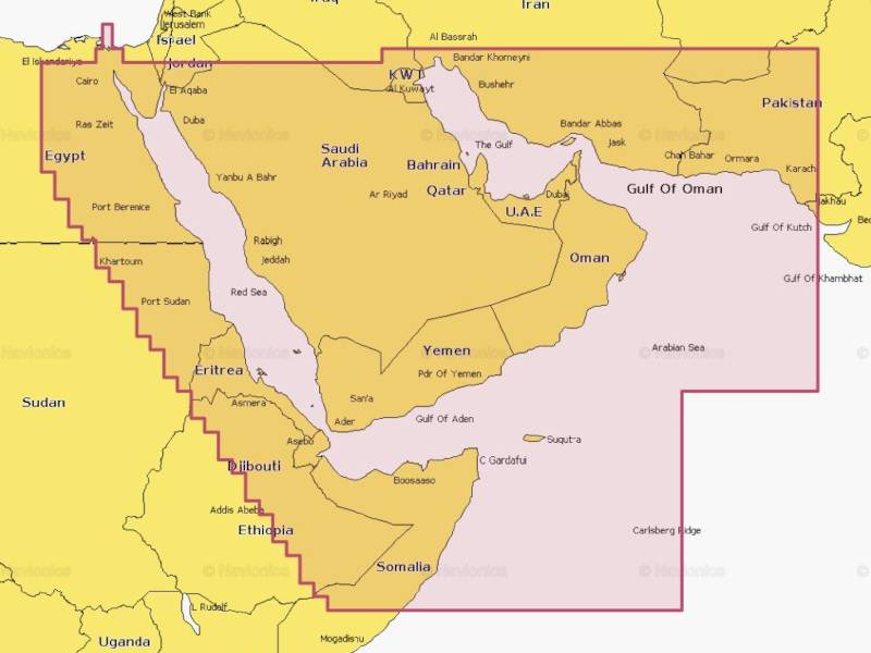 NAAW010R Carta Navionics+ Regular – Golfo Pérsico e Mar Vermelho