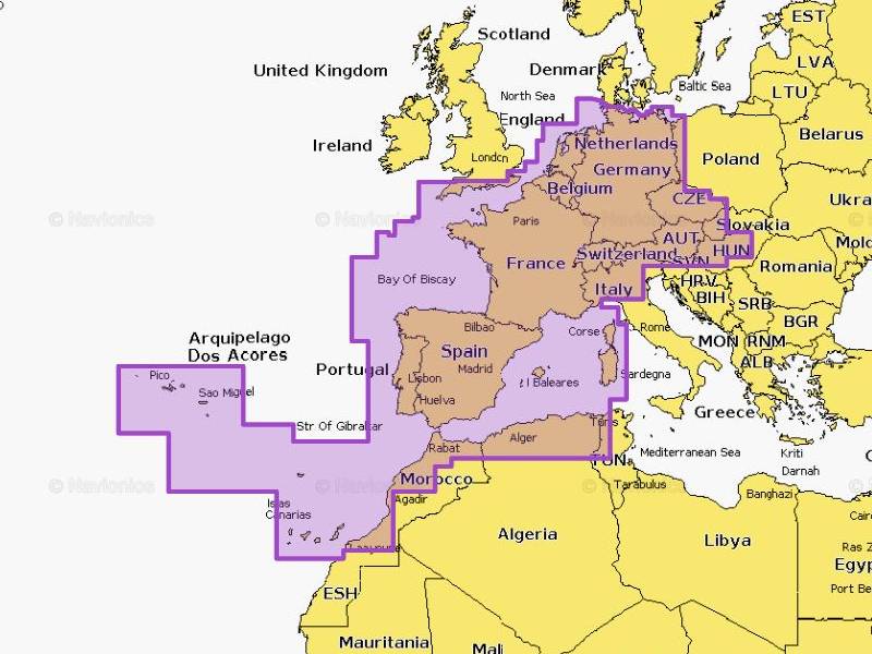 NAEU646L Carta Navionics+ Large – Europa Central e Ocidental