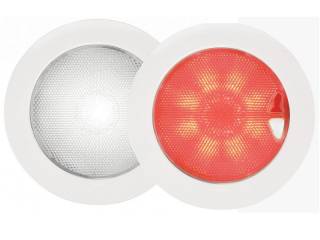 White / Red EuroLED 150 LED Touch Lamp with switch and dimmer - plastic white rim