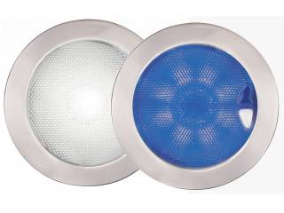 White / Blue EuroLED 150 LED Touch Lamp with switch and dimmer - stainless steel rim